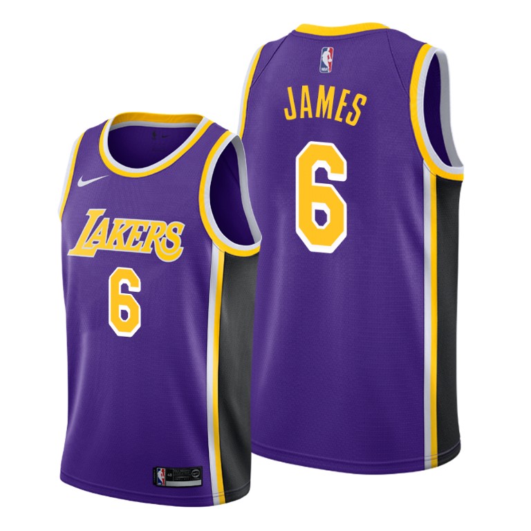 Men's Los Angeles Lakers LeBron James #6 NBA 2021-22 Change Number Statement Edition Purple Basketball Jersey ELL1183SY